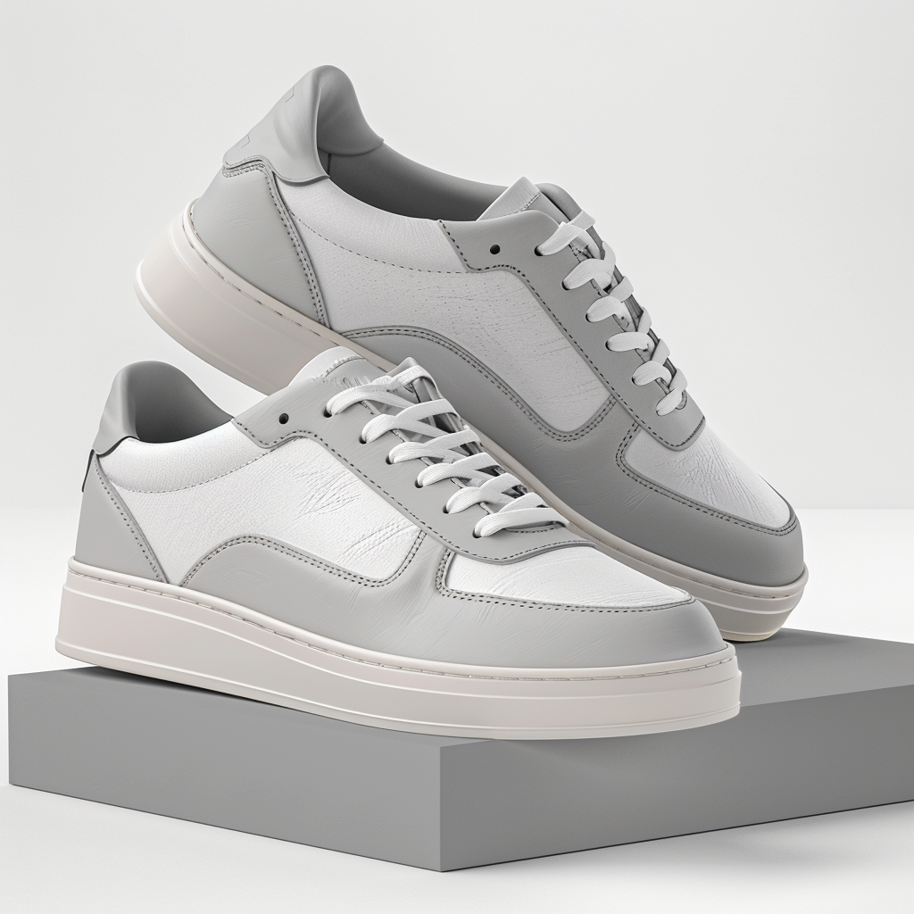 Men's Grey~White Leather Sole Gangster Dress Shoe main image 0