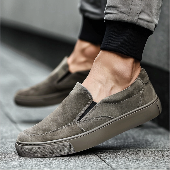 GREY Suede Wheat Whisper Slip On Sneakers  - Summer 2024 Collection