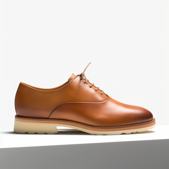 Tan Leather Evander Lace Up Oxfords with White Sole - Summer 2024 Collection