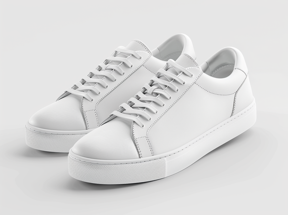 White Leather Sprint Lace-Up Sneakers with White Sole - Summer 2024 Collection