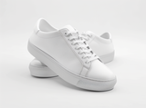 White Leather Sprint Lace-Up Sneakers with White Sole - Summer 2024 Collection