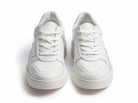 White Leather Girona Lace Up Sneakers - Summer 2024 Collection