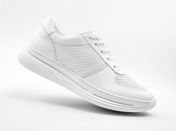 White Leather Foxton Lace Up Running Sneakers - Summer 2024 Collection