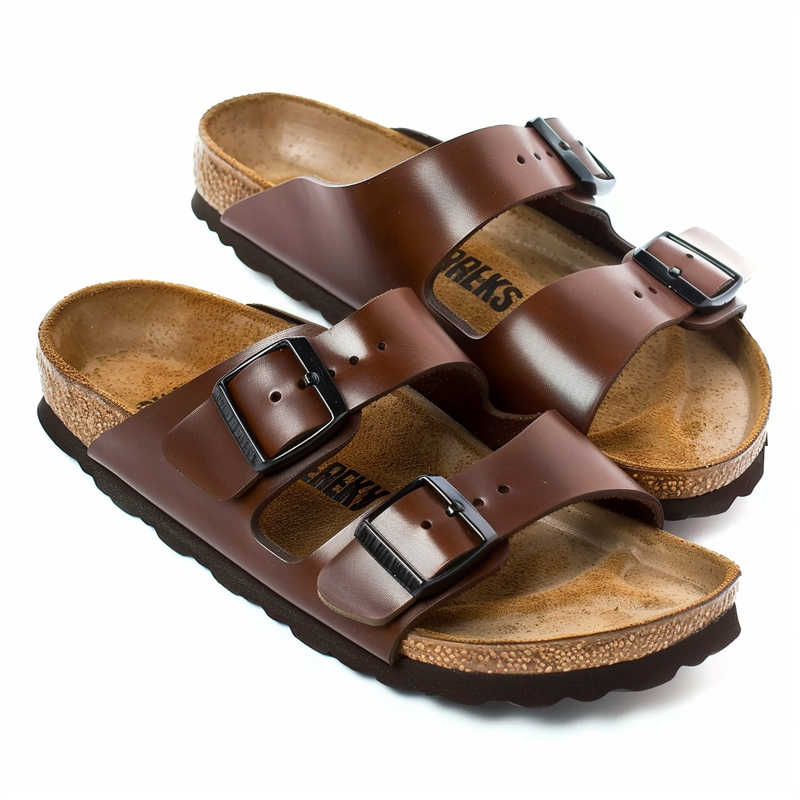 Luxury Edition - Artisian Made Tan Italian Leather Tawny Tread Slippers with Buckle - Summer 2024 Collection