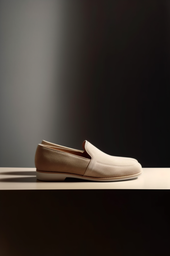 Beige Suede Ronan Slip On Loafers with White Sole - Summer 2024 Collection