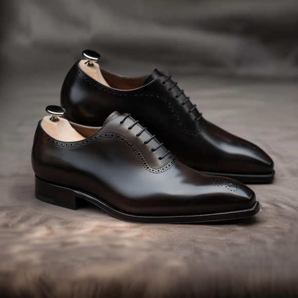 Black Leather Wheatfield Walk Brogue Oxford with Pointed Toe Cap - Summer 2024 Collection