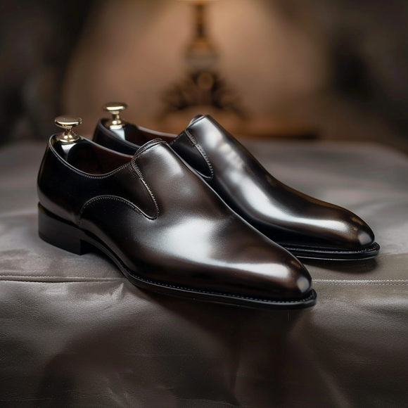 Black Leather Pointed Shape Business Elite Loafer - Summer 2024 Collection