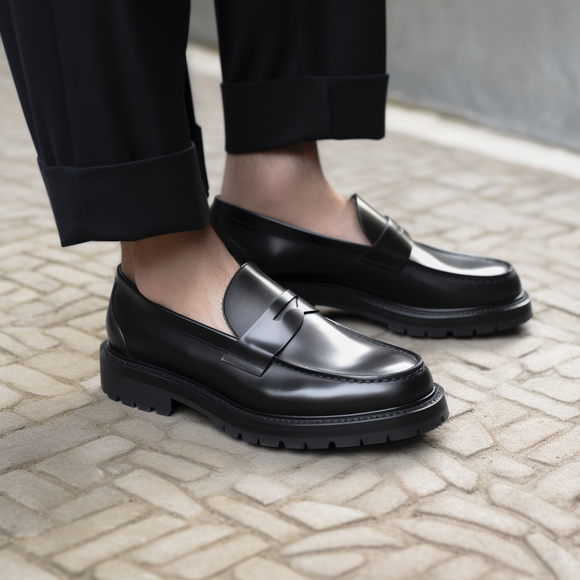Black Celestia Slip On Chunky Loafers Work Edition