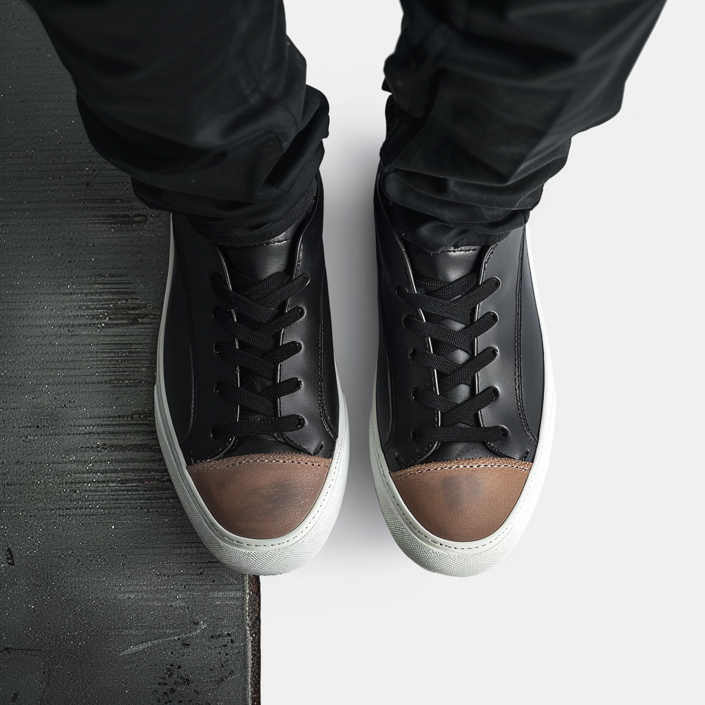 【LE ZANS BRAND COLLECTION】 Brown and White colorblock sneakers (Leather) [S0027]