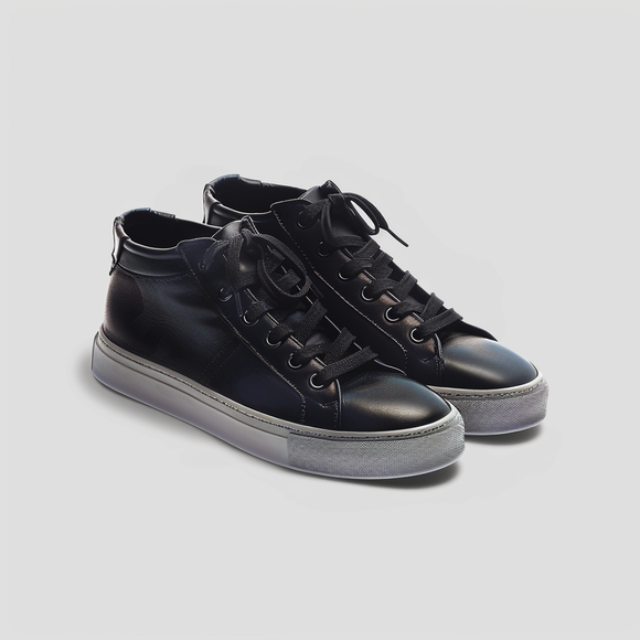 Black  Leather  Lace Up BlancWalk Sneakers - Summer 2024 Collection
