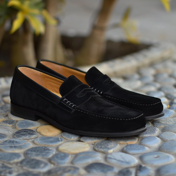 Black Suede Loafers Shoe  - Summer 2024 Collection