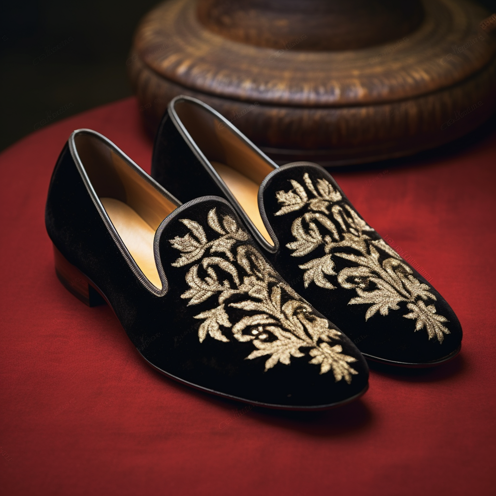 Black Velvet Hand Work Zardozi Peshawari Loafers | Wedding Shoes for Groom | Shoes for Haldi Mehendi Sangeet