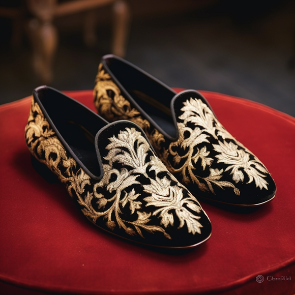 Black Velvet Hand Work Zardozi Peshawari Loafers Wedding Shoes for Groom Shoes for Haldi Mehendi Sangeet