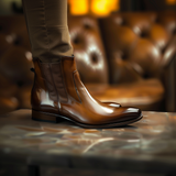 Brown Leather City Slicker Slipon Whole Cut Chelsea Boots - Summmer 2024 Collection