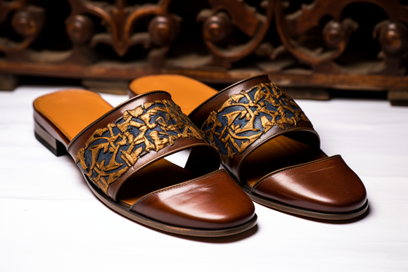 Brown Leather Peshawari Loafers | Wedding Shoes for Groom | Shoes for Haldi Mehendi Sangeet