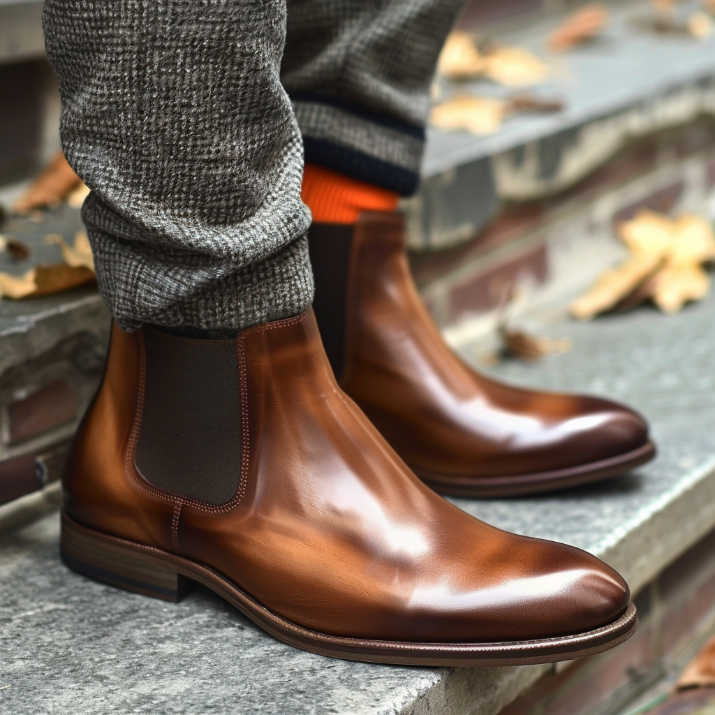 Brown Leather Downtown Swagger Slip On Chelsea Boots Summer 2024 Collection