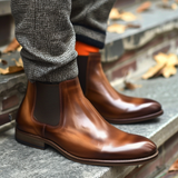 Brown Leather Downtown Swagger Slip-On Chelsea Boots - Summer 2024 Collection