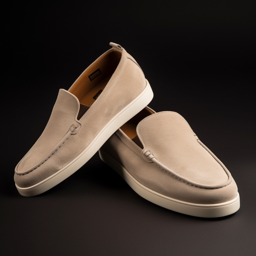 Luxury Edition - Artisian Made Biege Italian Suede Magnus Slip On Sneakers