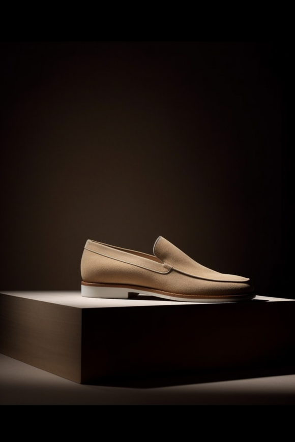 Beige Suede Odessa Slip On Loafers with White Sole - Summer 2024 Collection