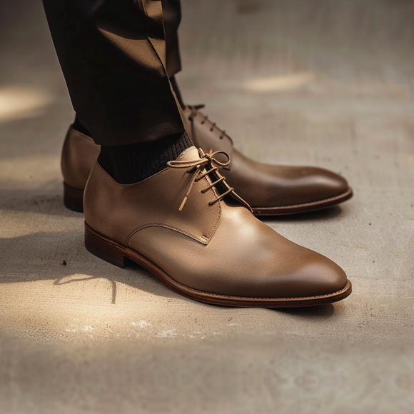 Tan Leather Classic Cadence Derby Oxford Shoes - Summer 2024 Collection