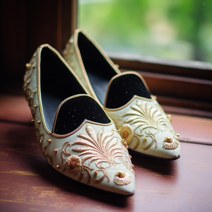 White Velvet Hand Work Zardozi Peshawari Loafers | Wedding Shoes for Groom | Shoes for Haldi Mehendi Sangeet