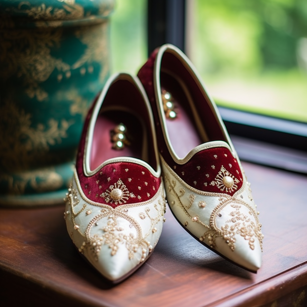White Velvet Hand Work Zardozi Peshawari Loafers | Wedding Shoes for Groom | Shoes for Haldi Mehendi Sangeet