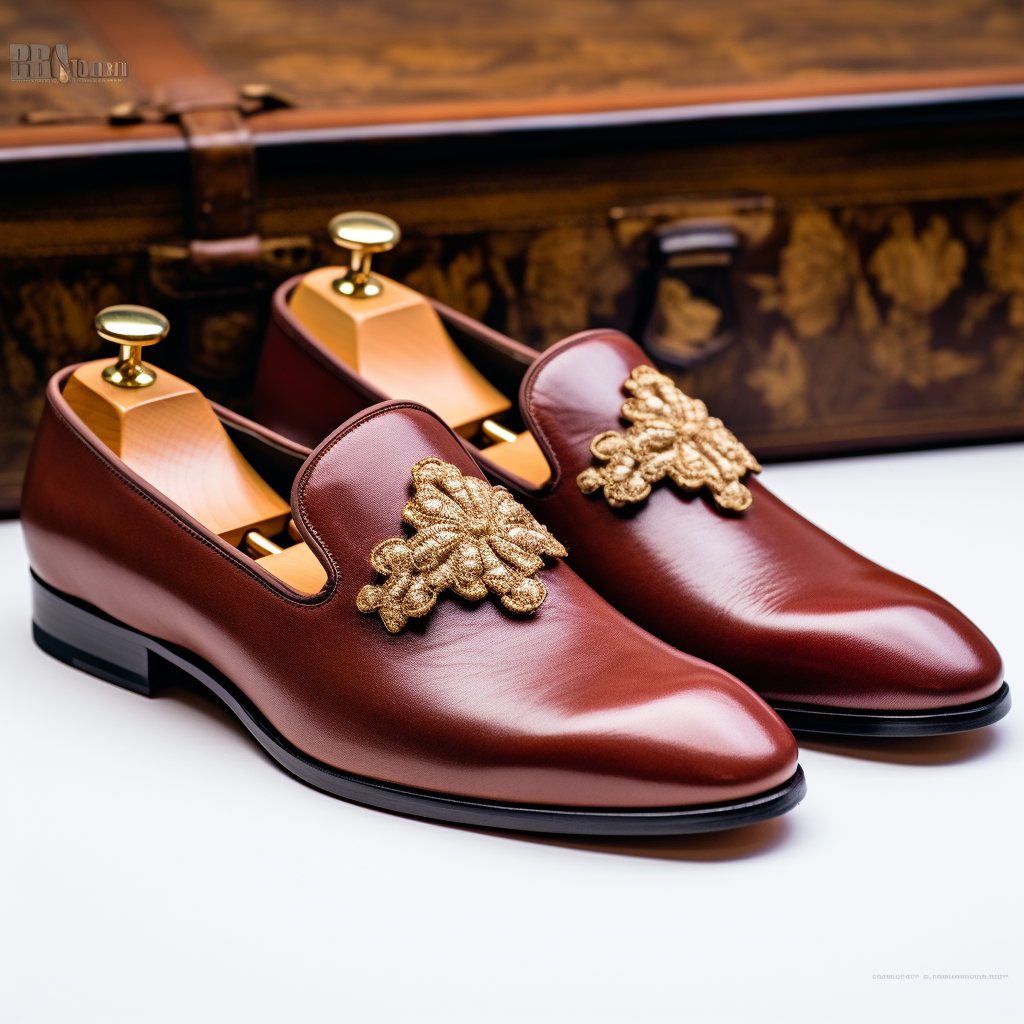 Burgundy Leather Embroidery Work Peshawari Loafers | Wedding Shoes for Groom | Shoes for Haldi Mehendi Sangeet