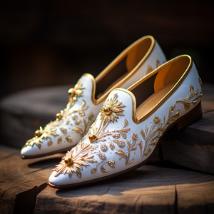 White Velvet Hand Work Zardozi Peshawari Loafers Wedding Shoes for Groom Shoes for Haldi Mehendi Sangeet Wedding Essentials