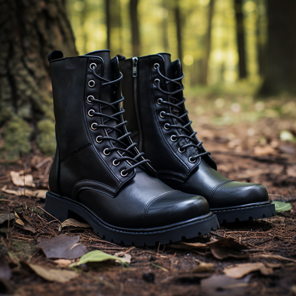 Black lace up steel toe boots shop