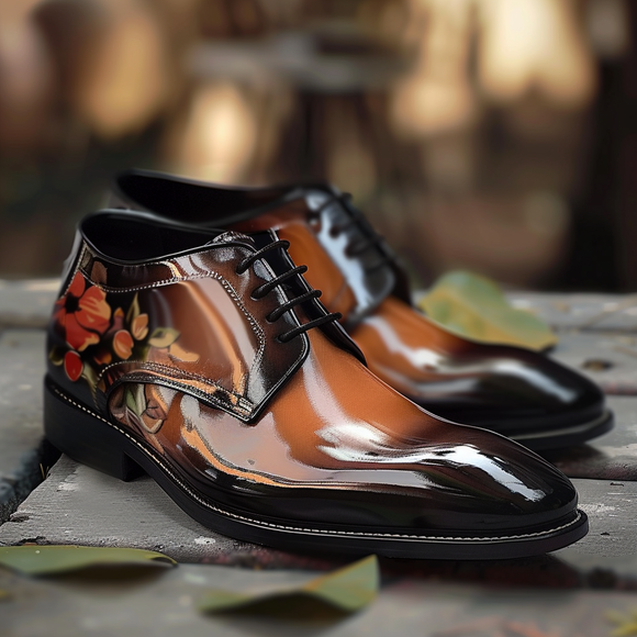 Brown Leather Pointed Toe Cap Lace Up Brogue Oxford Dapper Gent Derby - Summer 2024 Collection