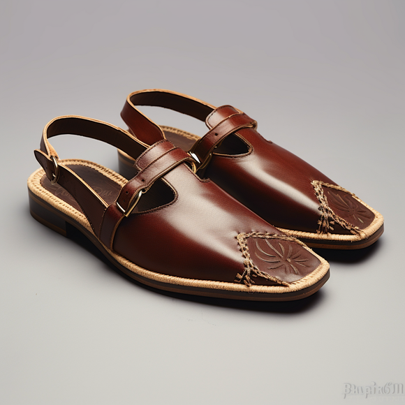 Brown Velvet Hand Work Zardozi Peshawari Loafers | Wedding Shoes for Groom | Shoes for Haldi Mehendi Sangeet