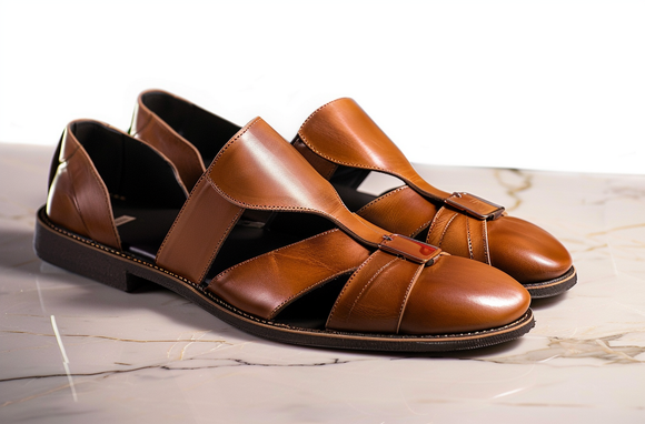 Tan Leather Peshawari Loafers | Wedding Shoes for Groom | Shoes for Haldi Mehendi Sangeet