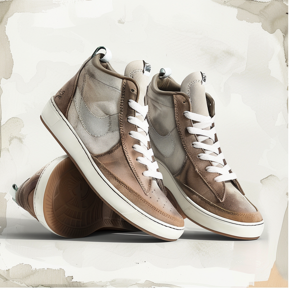 White  & Brown Leather  Lace Up BlancWalk Sneakers  - Summer 2024 Collection
