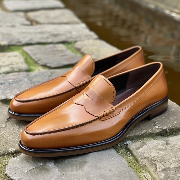Tan Leather Venetian Loafers  - Summer 2024 Collection