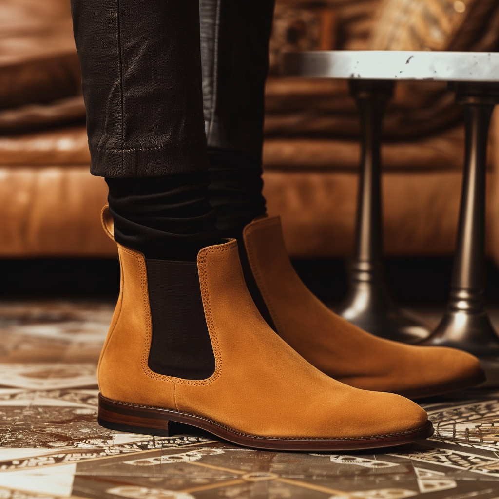 Tan Suede Leather Astorga Brogue Toecap Chelsea Boots