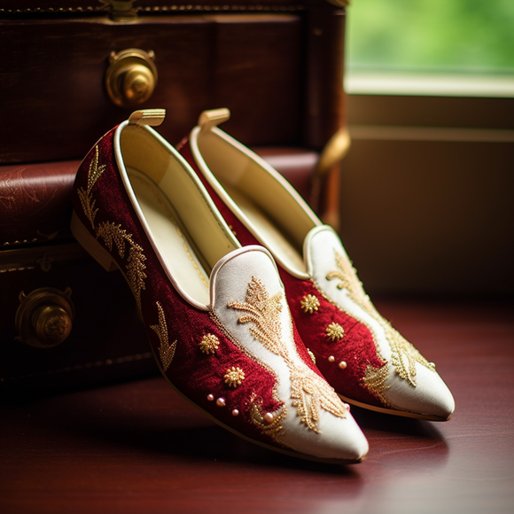 White Velvet Peshawari Loafers | Wedding Shoes for Groom | Shoes for Haldi Mehendi Sangeet