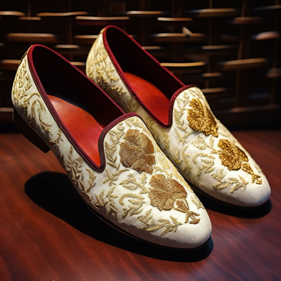 White Velvet Leather Hand Work Zardozi Peshawari Loafers | Wedding Shoes for Groom | Shoes for Haldi Mehendi Sangeet
