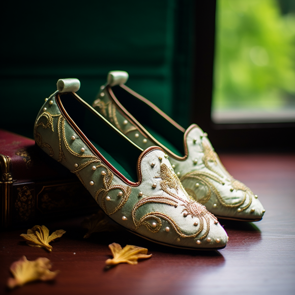 Green Velvet Hand Work Zardozi Peshawari Loafers | Wedding Shoes for Groom | Shoes for Haldi Mehendi Sangeet