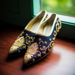 Blue Velvet Hand Work Zardozi Peshawari Loafers | Wedding Shoes for Groom | Shoes for Haldi Mehendi Sangeet