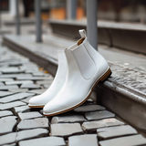 White Leather Belgrave Slip-On Chelsea Boots - Summer 2024 Collection