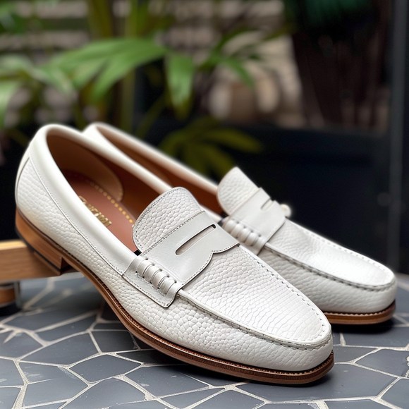 White Leather Ivory Ease Slip-On Loafers - Summer 2024 Collection
