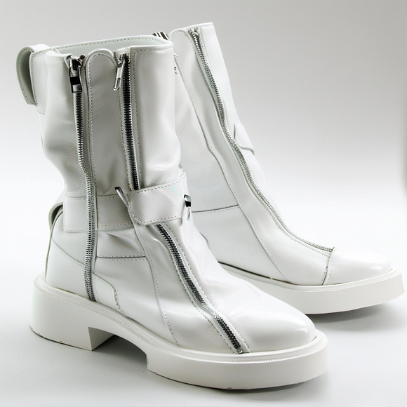 White Leather Bastrop Slip On Zipper Western Cowboy Boots - Summer 2024 Collection