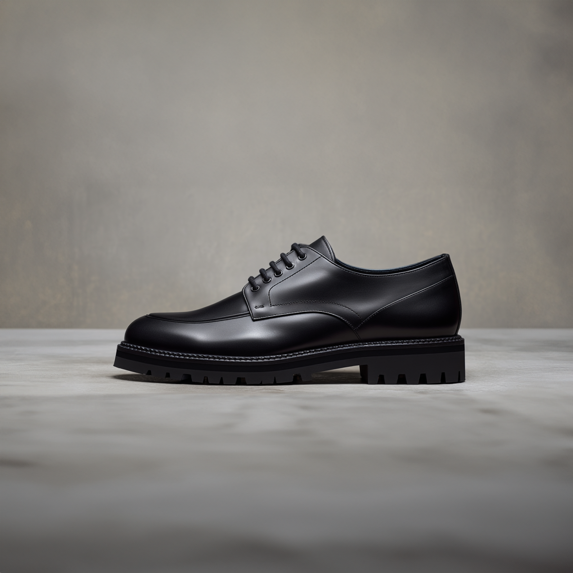 Black Leather Orion Chunky Derby Shoes - SS23