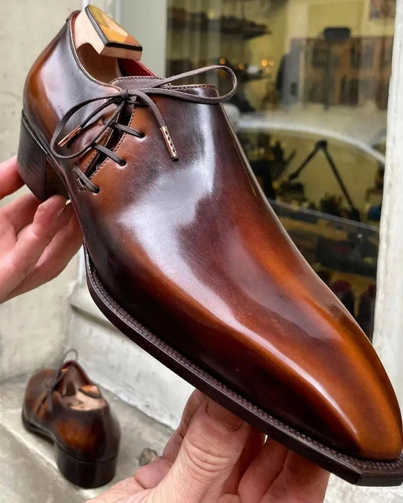 Tan Leather Urbane Urbility Oxfords Whole Cut Leather Shoes