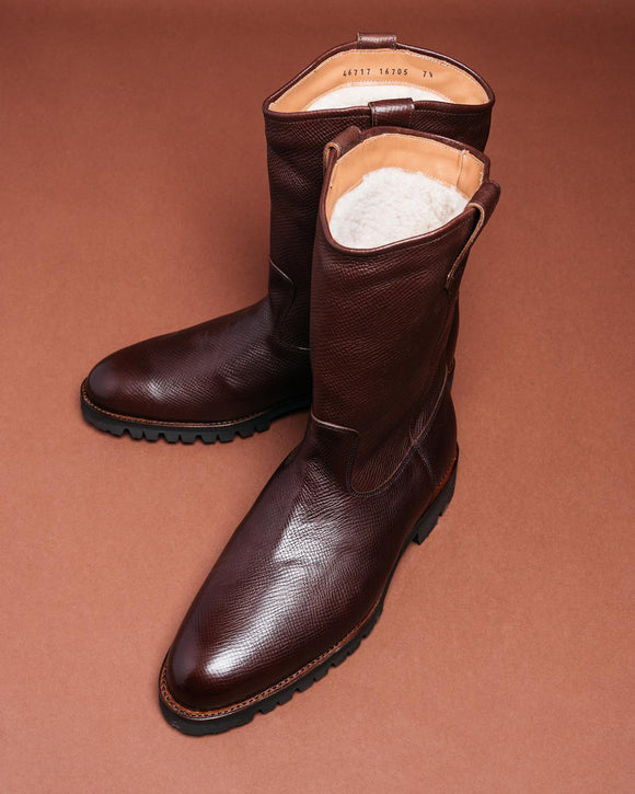 Copy of Brown Leather and Suede Priam Long High Boots with Fleece Lining - AW24