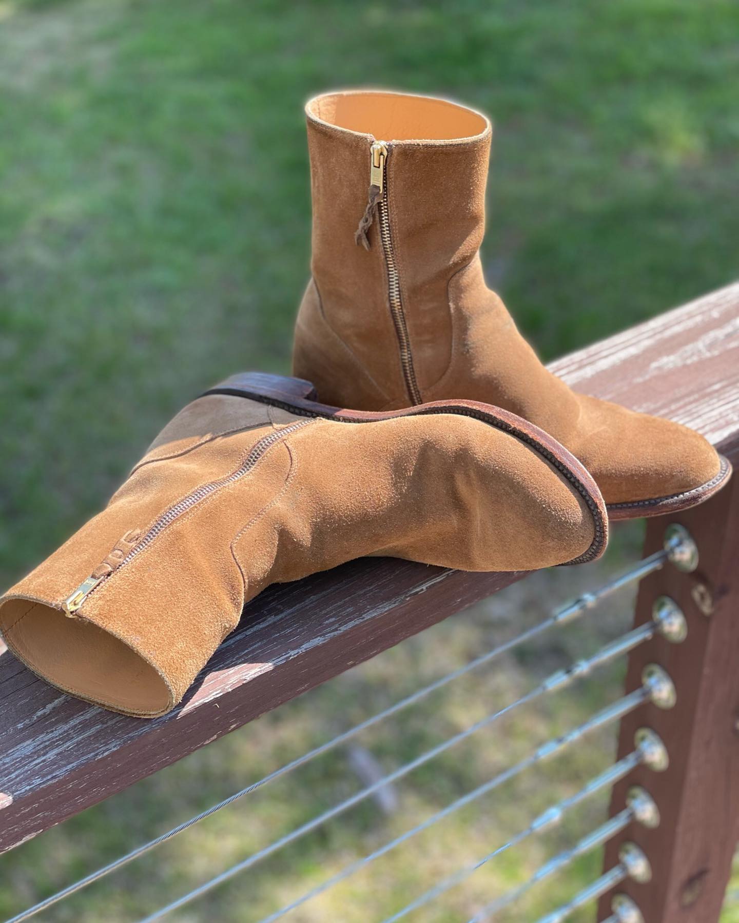 Tan Suede Draven Zipper Boots - AW24