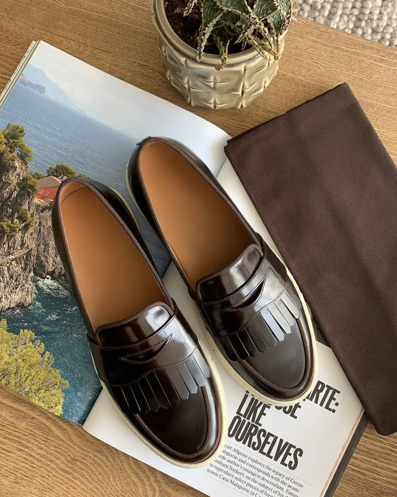 Brown Leather Galante Loafers