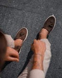 Brown Leather Maestro Loafer With White Sole