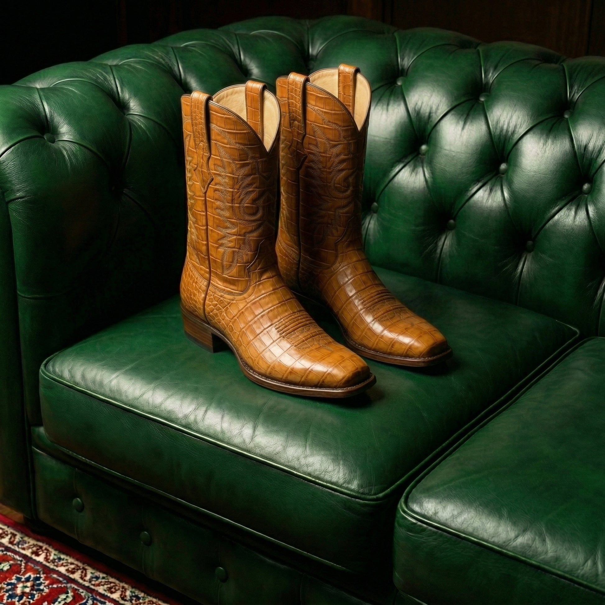 Tan Croc Print Leather Lucente Cowboy Boot