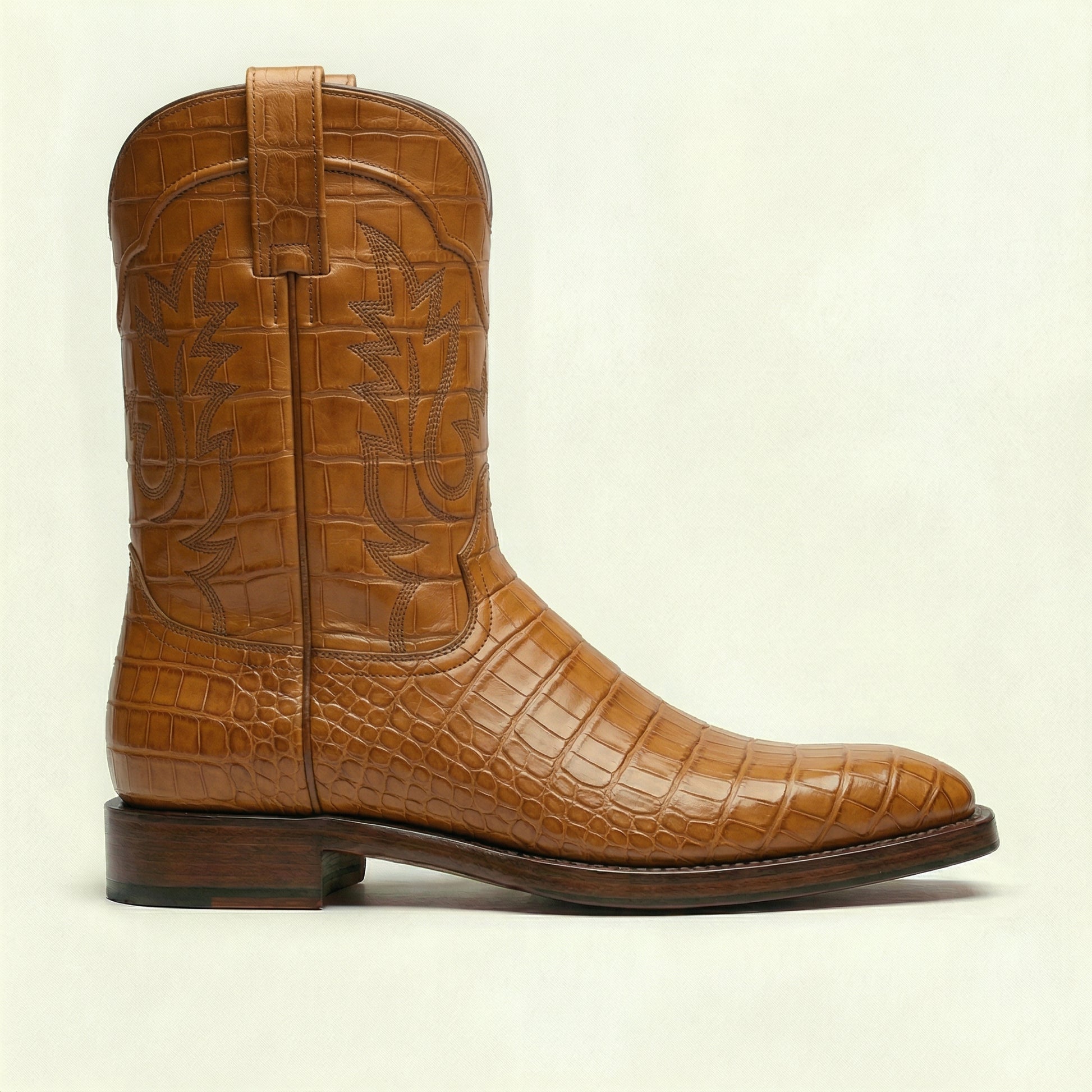 Tan Croc Print Leather Lucente Cowboy Boot